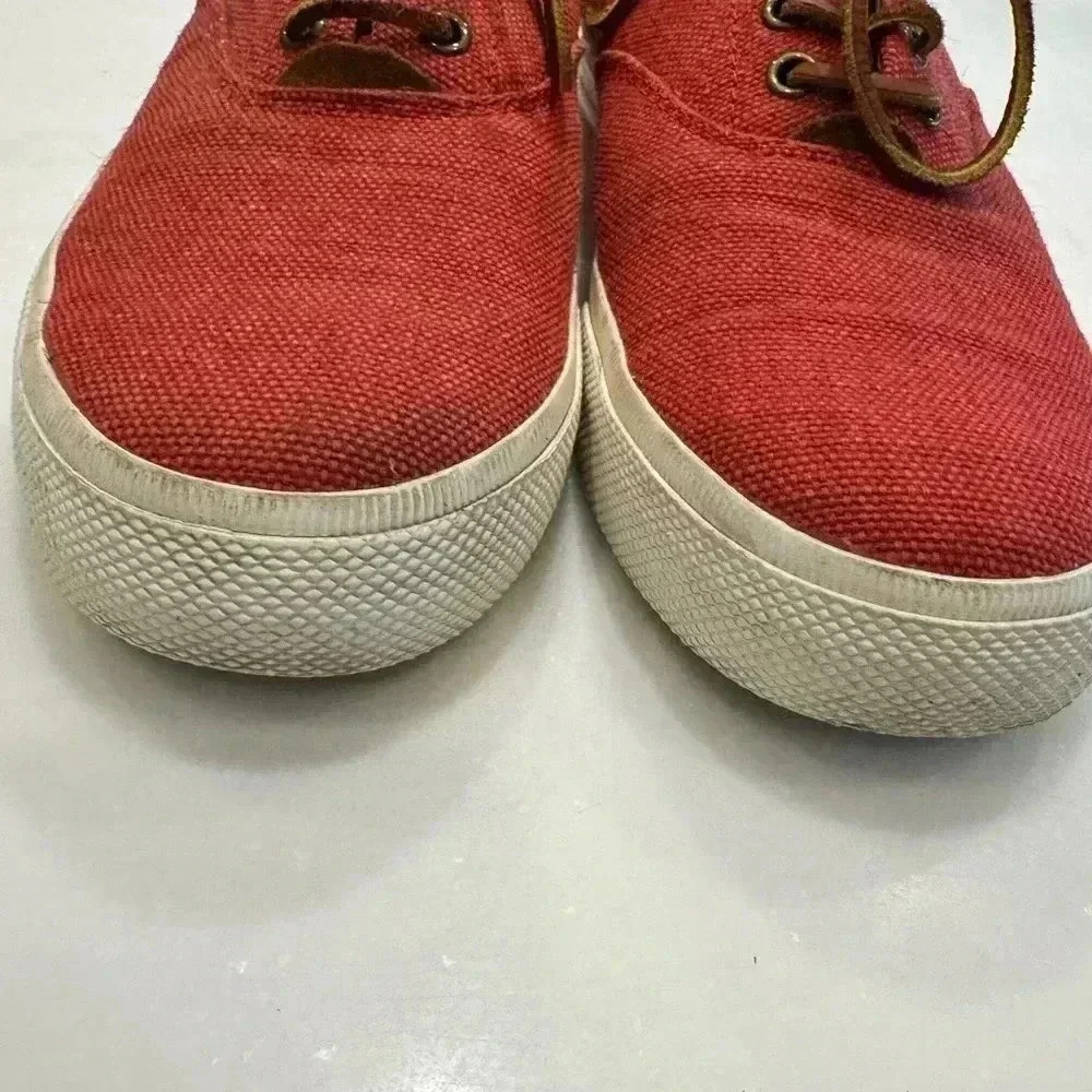 Polo Ralph Lauren burlap and suede sneakers washed red men’s size 9 - Picture 6 of 11